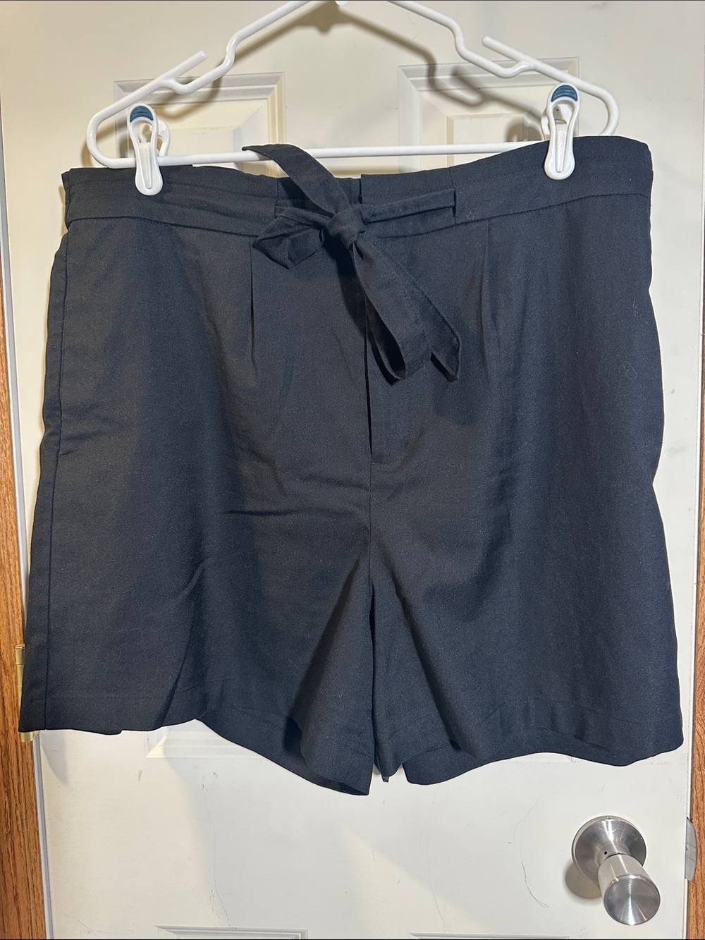 High-Rise Black Women's Tie-Waist Shorts